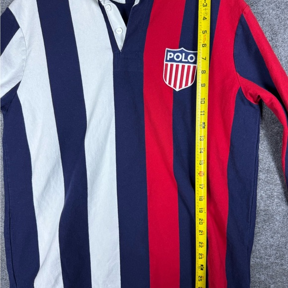VTG Ralph Lauren Rugby Polo K Swiss Shirt Large Red Blue Block Stadium RLPC 90s - Picture 6 of 11